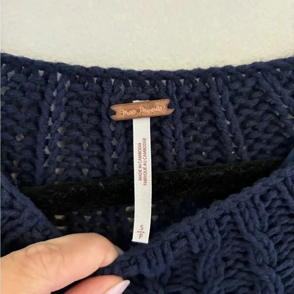 Free People Navy Cable Knit Sweater - Picture 6 of 9